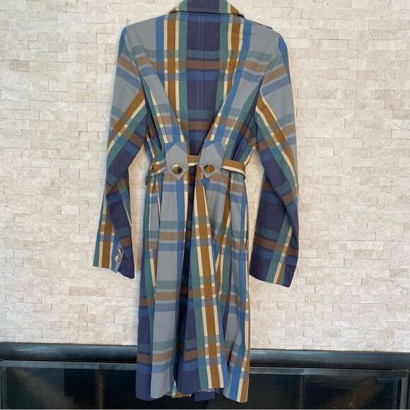 Cabi Blue & Tan Plaid Highclere Trench Jacket. Size Medium. NWOT - Picture 4 of 12
